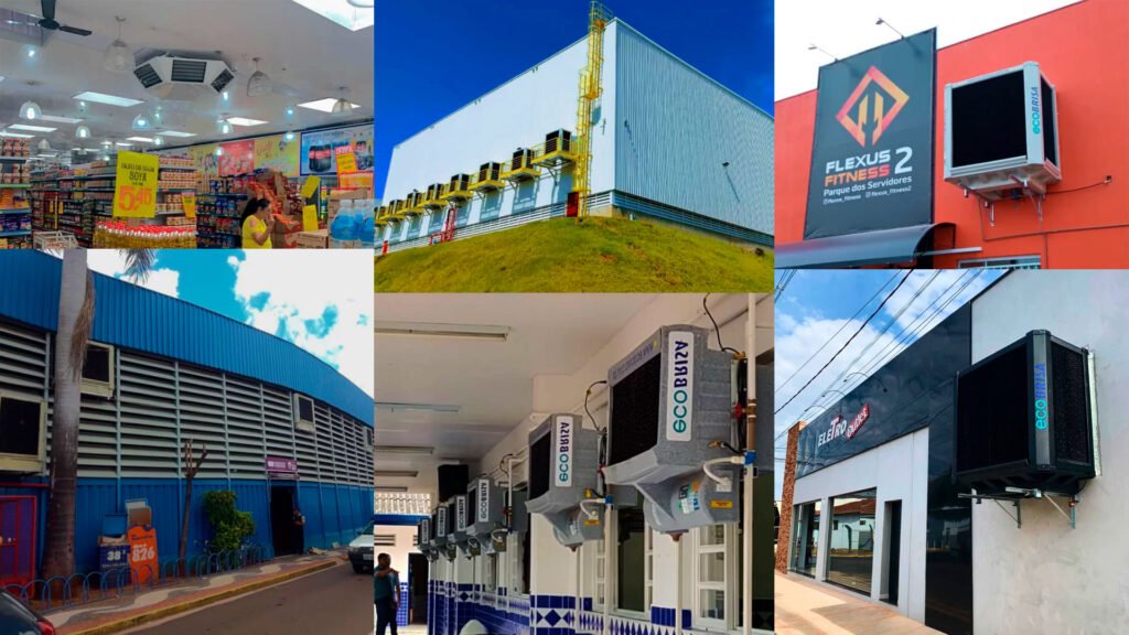 Climatizador evaporativo em ambiente industrial
